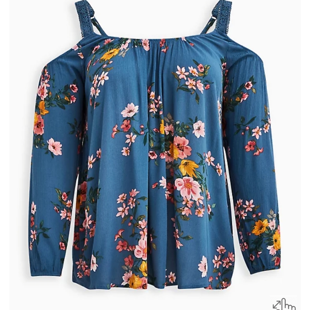 Torrid cold shoulder floral crepe blouse size 6